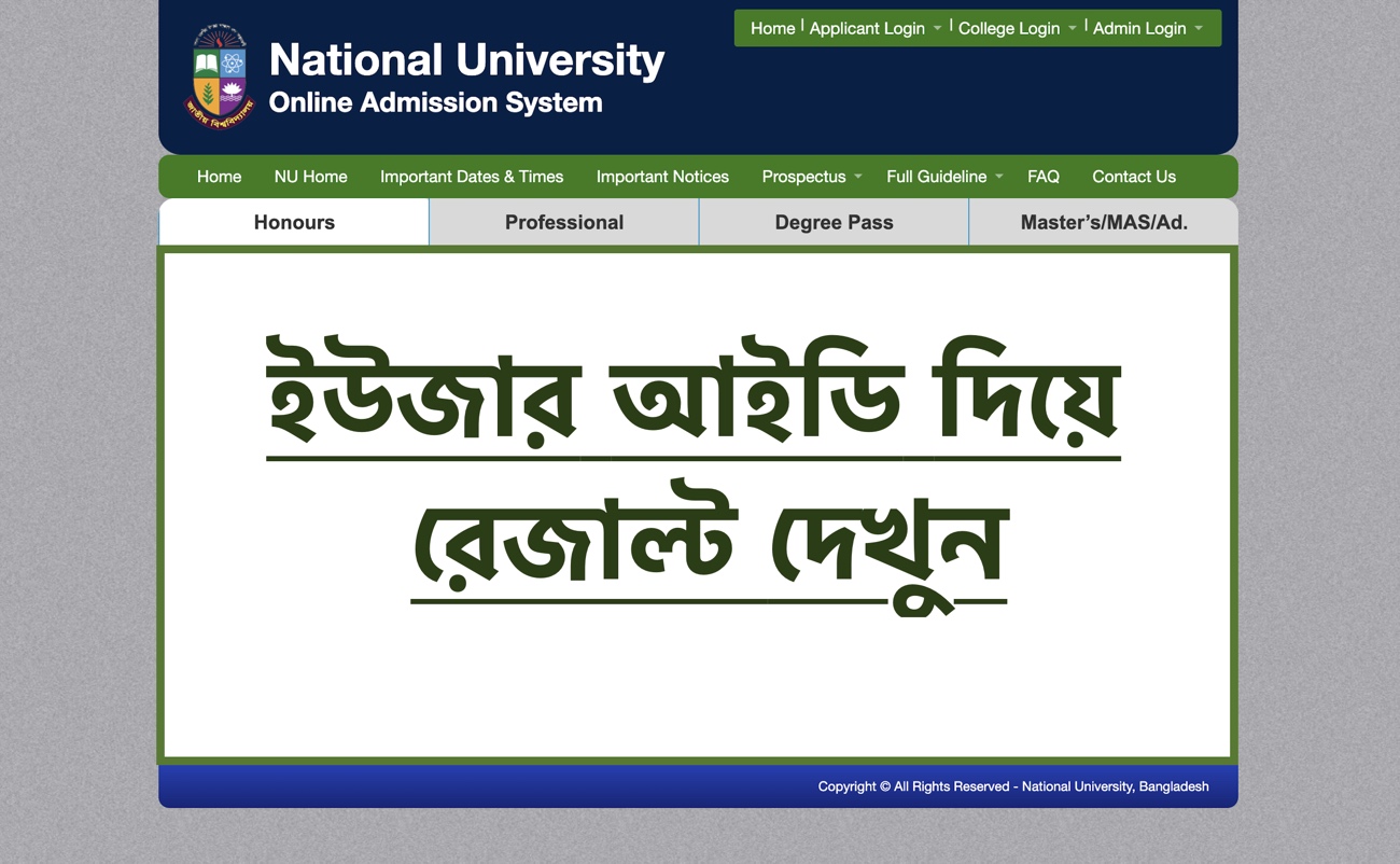 www nu.ac.bd admissions 1st Merit List Honours Admission Result 2021-22